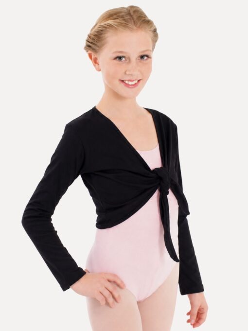 ballettjacke-schwarz-kind-modell-vorderansicht