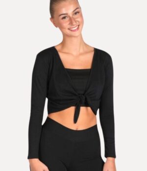 ballettjacke-schwarz-damen-modell-vorderansicht