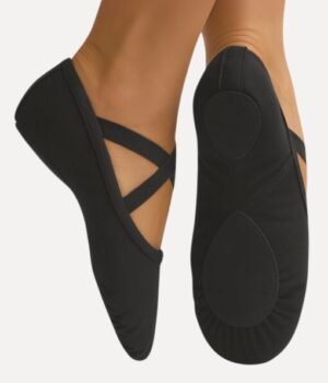 ballettschuhe-damen-schwarz-stretchpro-vorder-und-sohlenansicht