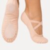 ballettschuhe-damen-rosa-veganova-am-modell-vorder-und-sohlenansicht