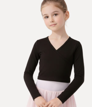 Ballettjäckchen aus Tactel Kinder mit 7/8 Ärmeln Pullover schwarz (2)