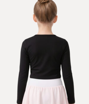 Ballettjäckchen aus Tactel Kinder mit 7/8 Ärmeln Pullover schwarz Rückansicht