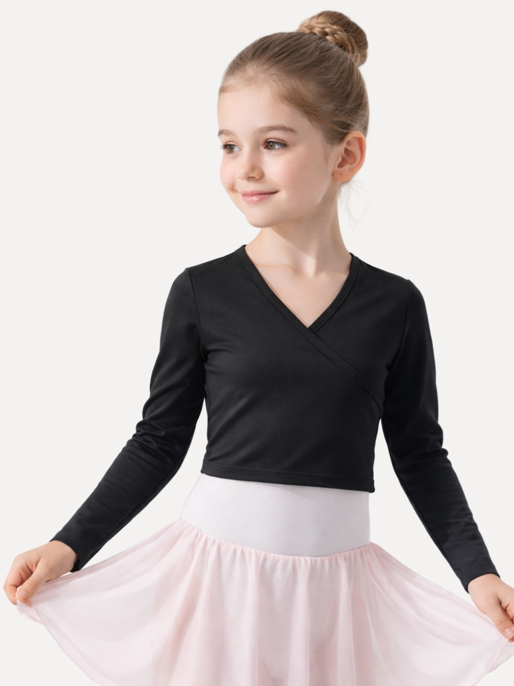 Ballettjäckchen aus Tactel Kinder mit 7/8 Ärmeln Pullover schwarz
