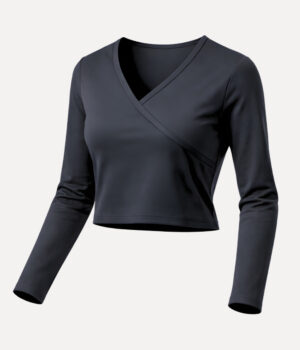 Ballettjäckchen aus Tactel mit 7/8 Ärmeln Pullover schwarz Ghost Mannequin Vorderansicht